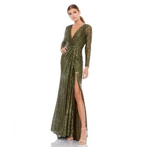 Sequined MacDuggal long sleeve gown
